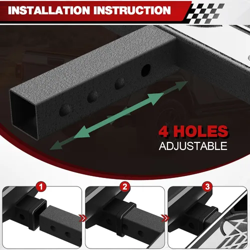Miniatura 4 de Escalón de Enganche Escalón de Enganche de Remolque Compatible con Receptor de 2 Pulgadas con Seguro de Pasador, Recubierto en Polvo Texturizado
