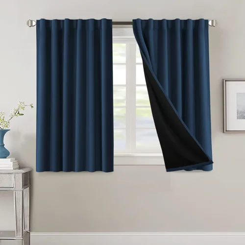 Miniatura 135 de H.VERSAILTEX Cortinas 100% opacas para dormitorio con forro negro, cortinas de oscurecimiento de habitación completa, con aislamiento térmico