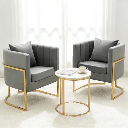 Miniatura 13 de Moderno sillón de terciopelo con almohada lumbar, silla tapizada de mediados de siglo para sala de estar, dormitorio, sofá individual, silla