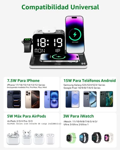 Miniatura 3 de Acer Estación de carga inalámbrica 7 en 1: Soporte de carga para múltiples dispositivos para Apple - iPhone 16 15 14 13 12 Pro Max Apple Watch