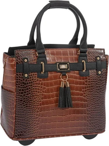 Miniatura 13 de JKM & Company Bolsa con ruedas para laptop para mujer, maletín con ruedas de diseño, se adapta a portátiles de 13 a 17 pulgadas, estuche para Marrón