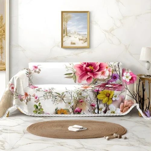 Miniatura 17 de Funda de sofá con estampado de flores y mariposas, fundas para sofá, fundas para sillón, funda resistente a las manchas, protector universal