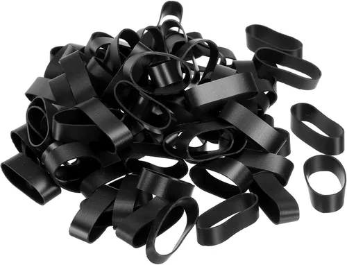 PATIKIL Bandas de goma de silicona, 50 piezas antideslizantes de 0.9 pulgadas, color negro plano para envolver cables, envolturas de bolsas, arte