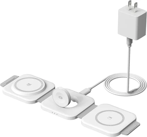 Estación de carga inalámbrica 3 en 1, cargador inalámbrico magnético plegable para dispositivos Apple, almohadilla de carga de viaje para iPhone 17,