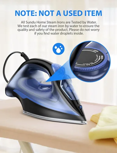 Miniatura 6 de Plancha de vapor para ropa con suela revestida de cerámica de calentamiento rápido, 1500 W con esfera de termostato precisa, autolimpieza, apagado