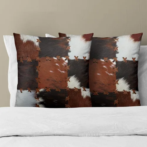 Miniatura 7 de Giwawa 2 fundas de almohada de piel de vacuno, 18 x 18 pulgadas, estilo occidental, sin cuero, con estampado de piel de animal, funda de almohada
