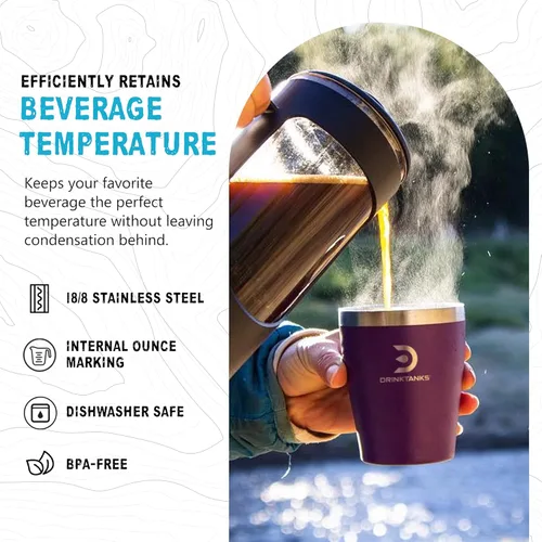 Miniatura 3 de DrinkTanks® - Vaso aislado para manualidades, taza de acero inoxidable, vaso de 10 onzas con tapa, vaso de acero inoxidable para agua, café