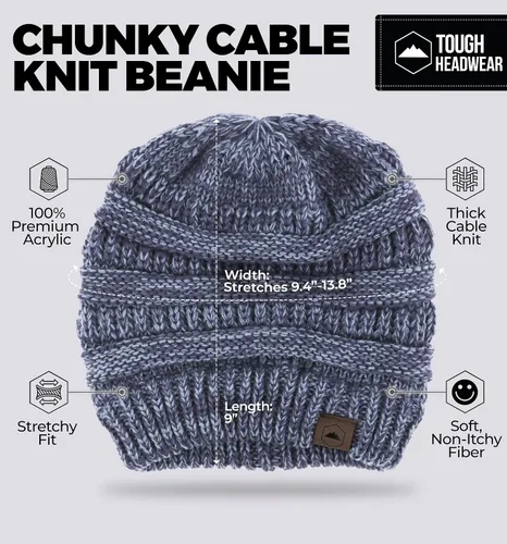 Miniatura 15 de Gorro de punto para mujer, cálido y suave, elástico, para clima frío de Tough Headwear