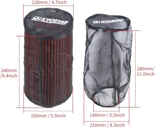 Miniatura 104 de KYOSTAR Filtro de aire universal de alto flujo de 3" (76 mm), entrada de aire frío de cono reutilizable, alto rendimiento, lavable, kit de aire seco