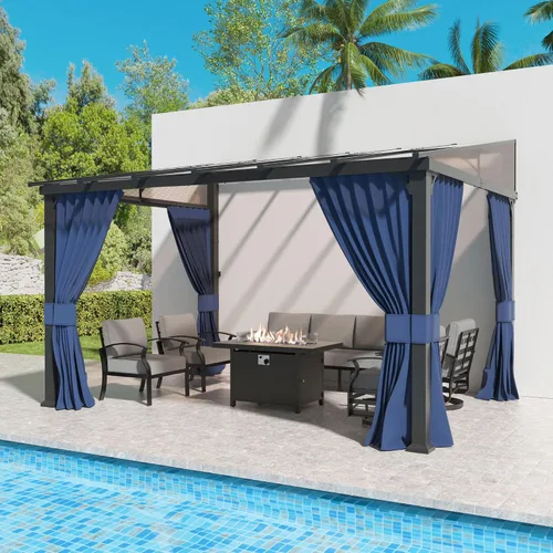 Miniatura 9 de Kullavik Gazebo de parrilla de techo rígido de 8 x 5 pies, gazebo para barbacoa al aire libre con techo de acero galvanizado y gancho de techo