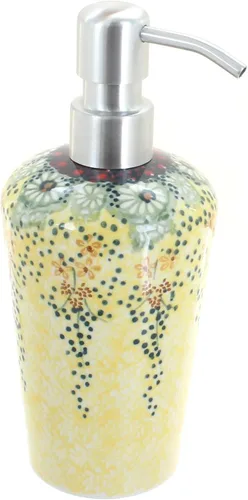 Miniatura 9 de Cerámica polaca de rosa azul, dispensador de jabón de margaritas azules, 6.75 pulgadas de alto, accesorio de baño de cerámica polaca pintado a mano