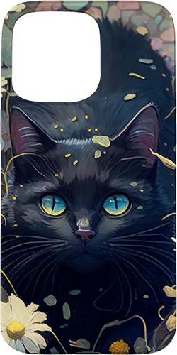 Miniatura 28 de iPhone 16 Cute Black Cat In Botanical Flower Garden Aesthetic Cat Case