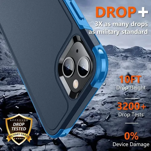 Miniatura 6 de SPIDERCASE Funda diseñada para iPhone 13, protección contra caídas de grado militar de 10 pies, con 2 protectores de pantalla de vidrio templado