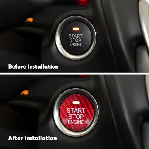 Miniatura 5 de QianBao Compatible con cubierta de botón de arranque y parada, de fibra de carbono, sin llave, para Mazda 3, 6, CX-5, MX-5, color rojo
