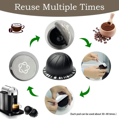 Miniatura 5 de 100 tapas de papel de aluminio para cápsulas Vertuo, láminas de papel de aluminio compatibles con cápsulas de café Nespresso 57mm