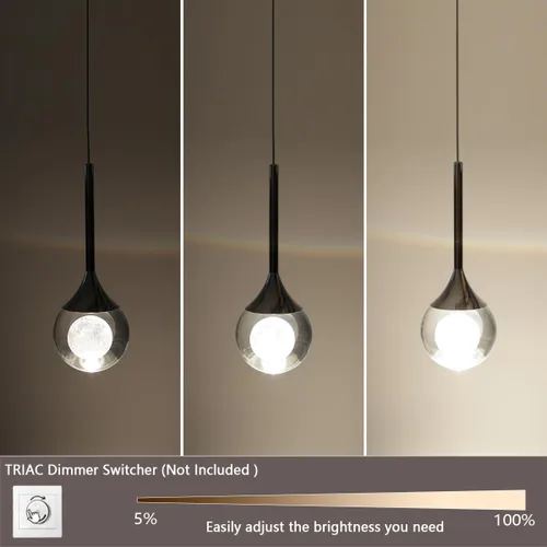 Miniatura 2 de Moderna lámpara colgante de cristal cromado, lámpara colgante de techo con forma de lágrima de luna, luz de isla de cocina, lámpara LED regulable