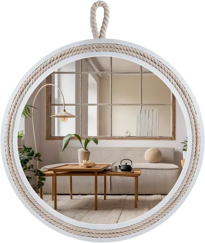 Espejo decorativo pequeño de 11.4 pulgadas, espejo colgante redondo para pared, espejo de cuerda náutica para baño, oficina, sala de estar, todas