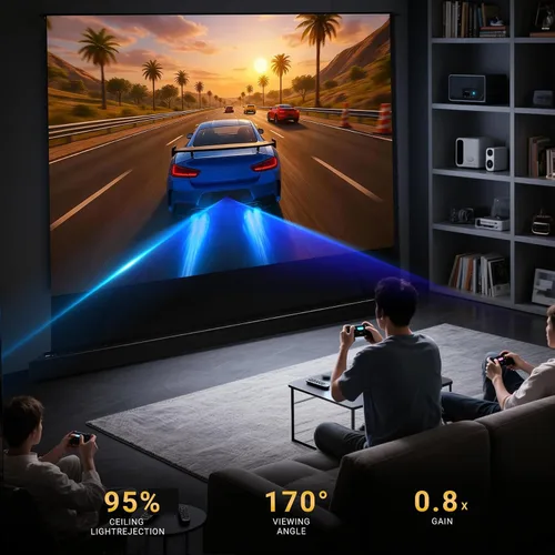 Miniatura 3 de ALR/CLR - Pantalla de proyector motorizada para proyector UST de 100 pulgadas, 95% de rechazo de luz ambiental, 4K/8K Ultra HD, Active 3D, para cine