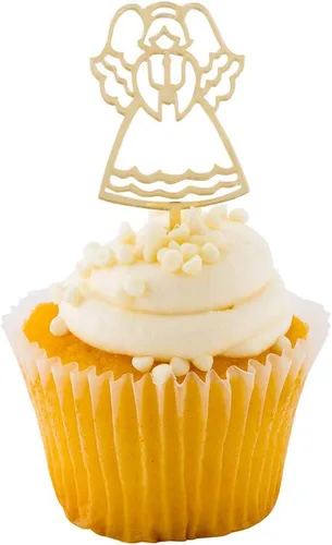 Miniatura 6 de Restaurantware Top Cake Toppers 8 x 3.8 pulgadas, 100 adornos de tiara para tartas, detalles de purpurina, cumpleaños, papel dorado, decoración