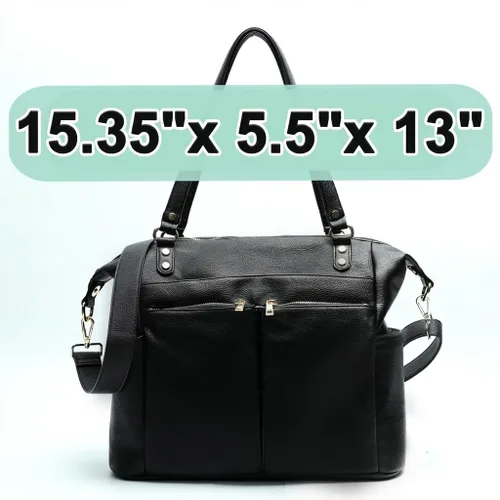 Miniatura 6 de Bolsa de pañales Mominside de piel para pañales con 14 bolsillos para mamá papá, búsqueda de registro de bebé, bolsa grande de viaje para niños