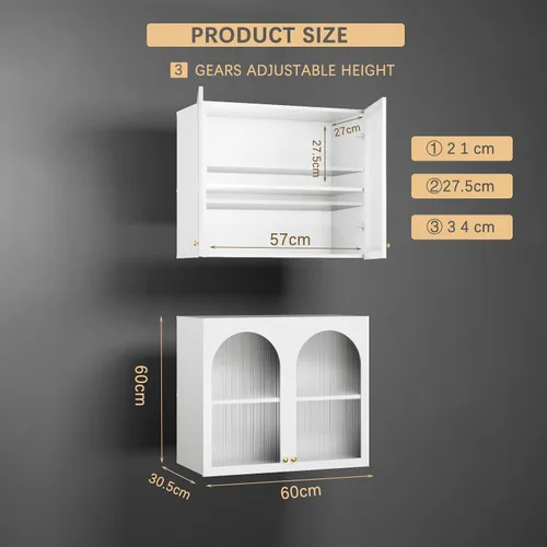 Miniatura 2 de Armario de pared para baño sobre el inodoro, soporte de pared arqueado, botiquín de baño con 2 puertas acrílicas, estante de almacenamiento abierto