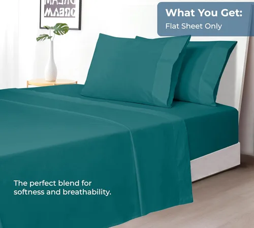 Miniatura 39 de Royale Linens Sábana encimera de tamaño individual XL 100% Algodón Orgánico – Super suave – Sábanas superiores de percal – Sábana encimera