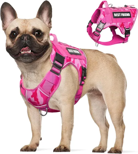 Miniatura 13 de Arnés Táctico para Perros Talla Pequeña, Sin Tirones Chaleco Militar para Perros con Asa, Arnés Reflectante de Servicio Pesado para Mascotas
