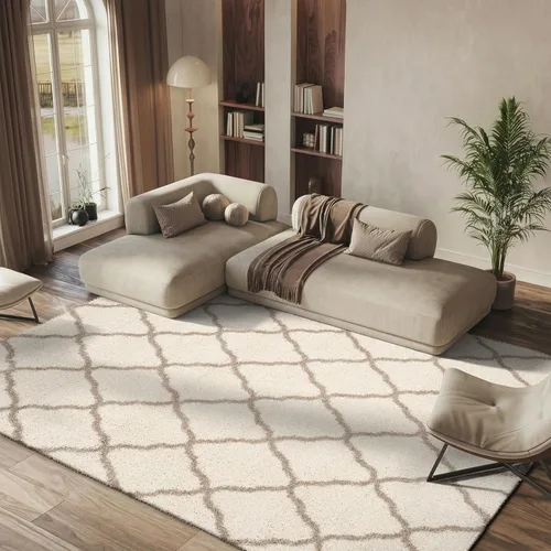 SAFAVIEH Hudson Shag Collection - Alfombra extragrande de 11 x 15 pies, diseño de enrejado, no desprende pelusa y de fácil cuidado, 2 pulgadas de