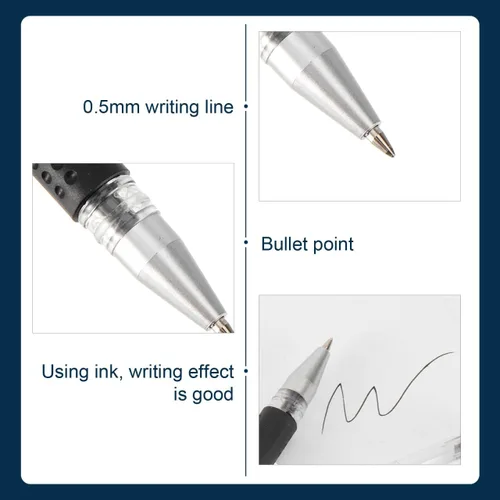 Miniatura 4 de NUOBESTY Paquete de 12 bolígrafos de tinta de gel de 0.020 in, punta fina, color negro, suave, para oficina, escuela, agarre ergonómico, juego