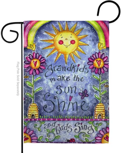 Breeze Decor - Grandkids Special Occasion - Bandera de jardín vertical decorativa con impresiones familiares de 13 x 18.5 pulgadas, impresa en