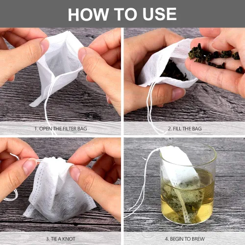 Miniatura 6 de YGDZ Bolsas de filtro de té para té suelto, 200 bolsas de té desechables vacías de hojas sueltas (2.76 x 3.54 pulgadas, 3.15 x 3.94 pulgadas)