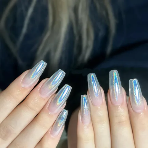 Miniatura 2 de Polvo de uñas de espejo láser, efecto holográfico, cromado, polvo metálico, lentejuelas de polvo de gel UV, pigmento de polvo cromado