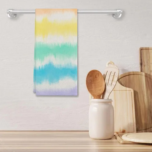 Miniatura 3 de EIONEY Toallas de cocina y paños de cocina de algodón con diseño de remolinos en espiral de teñido anudado pastel retro hippie pastel, toalla