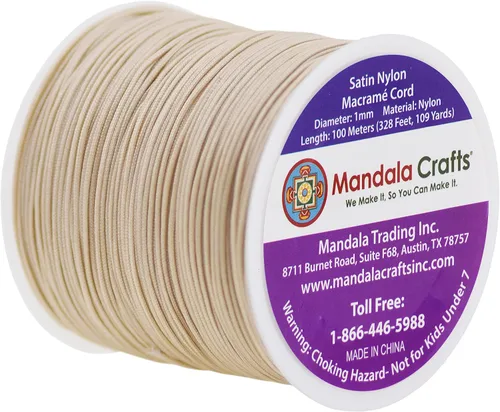 Miniatura 2 de Mandala Crafts Cordón de Satén de Nylon para Fabricación de Joyas - 1mm 109 Yardas Cuerdas de Nylon Champagne Rattail Cordón de Nudo Chino