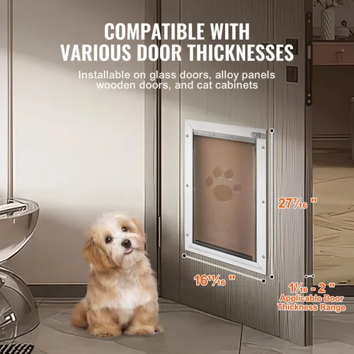 Miniatura 4 de Puerta de mascotas VEVOR para puertas interiores y exteriores, marco de aluminio, panel de cierre de metal y cerradura, puerta para perros fuerte