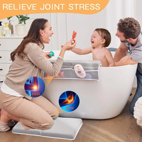 Miniatura 4 de Juego de almohadillas de baño para rodillas y codos, gruesa y suave de secado rápido para el baño del bebé, espuma viscoelástica con organizador