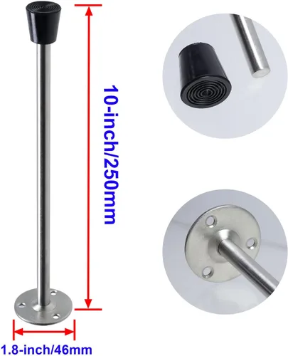 Miniatura 2 de Tope de puerta extra largo para montaje en pared con punta de goma de 9.843 in/10 de longitud total, paquete de 2