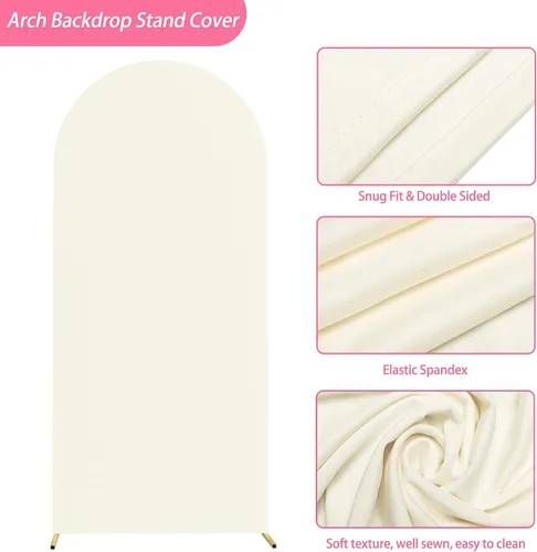 Miniatura 59 de Putros Cubierta de Arco de Boda 6 Pies Beige Spandex Ajustada Parte Superior Redonda Chiara Cubiertas de Soporte de Fondo para Decoración de Bodas