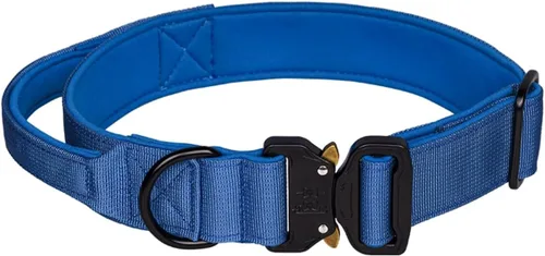 Miniatura 10 de Collar táctico para perro, ajustable, de neopreno suave, acolchado, de nailon con asa de control y hebilla de metal resistente para perros medianos