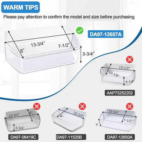 Miniatura 3 de Actualizado DA97-12657A Estante de puerta de refrigerador (izquierda) para Samsung Refrigerador Estante de repuesto para estante de refrigerador