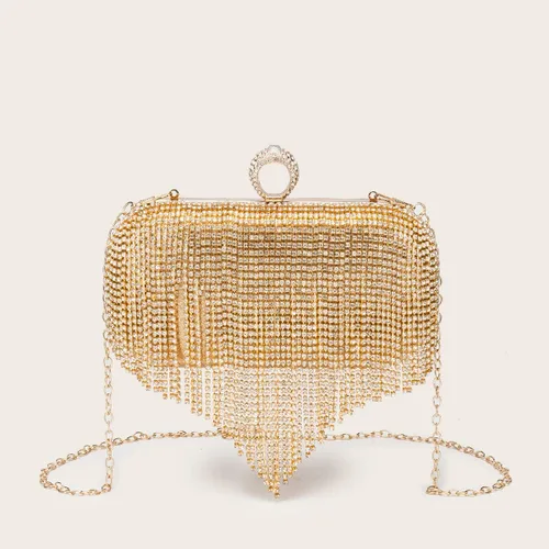Miniatura 2 de LETODE Bolso de mano de lujo con borlas para mujer, bolso de mano de imitación para boda
