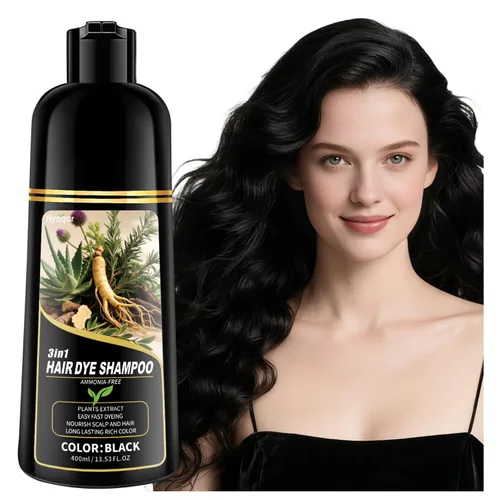Miniatura 10 de Champú de tinte para el cabello castaño claro, 100 % cobertura de canas, champú para mujeres y hombres, sin amoníaco y sin parabenos con hierbas