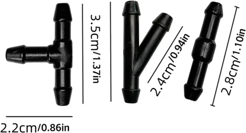 Miniatura 6 de Kit de 10 piezas de manguera de boquilla ajustable para limpiaparabrisas Honda Odyssey - 2 boquillas, 2 mangueras y 6 conectores (tipo T/Y/I)