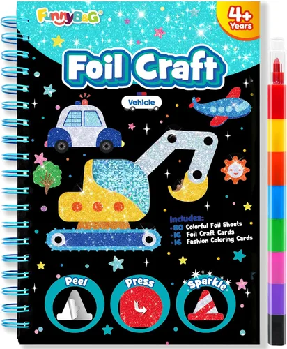 Miniatura 22 de FUNNYB&G Arte en papel de aluminio para niños - Manualidades de Navidad, regalos de fiesta, rellenos de calcetines para niños, suministros de arte