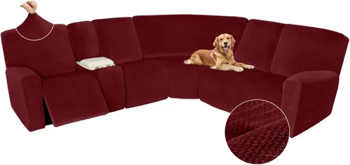 Miniatura 274 de Arfntevss Fundas de sofá seccional reclinable de terciopelo, Funda de sofá seccional de esquina para sofá reclinable, Funda elástica suave