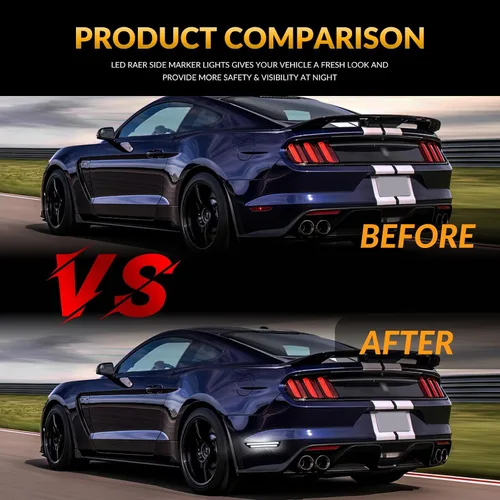 Miniatura 4 de Luces LED de Marcador Lateral Traseras Blancas de Parachoques Reflectores de Lámpara para Ford Mustang 2015-2023, Lentes Ahumadas 2 Piezas LED blanco