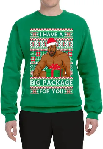 Miniatura 3 de I have a Big Package Meme Barry Wood - Suéter de Navidad feo unisex con cuello redondo