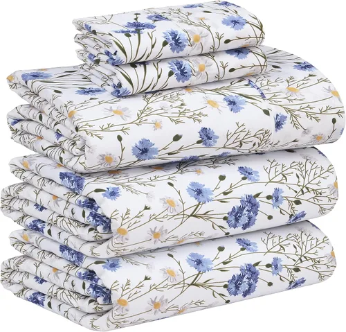 RUVANTI Juego de sábanas divididas tamaño King de 100 % algodón para cama ajustable, 5 piezas, ropa de cama de tejido de percal suave y Guisante