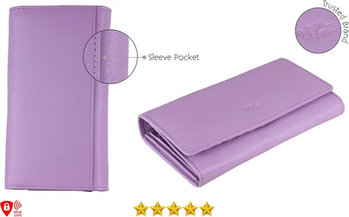 Miniatura 25 de Mou Meraki - Billetera o bolsa de mano de cuero genuino, con bloqueo de seguridad RFID, con escudo contra el robo de identidad, para mujeres