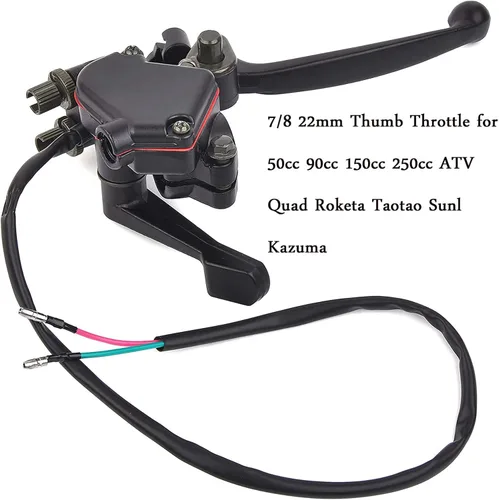 Miniatura 5 de Acelerador de pulgar de 7/8 de pulgada y 0.866 in compatible con 50 cc, 90 cc, 150 cc, 250 cc, ATV, Roketa, Taotao, Sunl Kazuma Go Kart, con cable